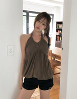 Pair Shirred Strap Halter Top