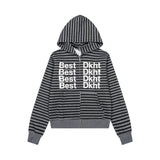 Bella Typo Stripe Hoodie Zip-up