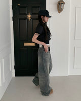 Wad wide denim pants