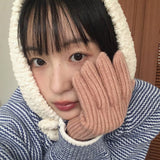 Tumb woolen soft button balaclava