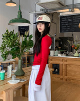 フルーツバックツイストリブニットロングスリーブ