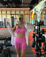 Hip shirring bra top & leggings two-piece set