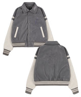 [NF] MALLOW VARSITY LEATHER JACKET (GRAY)_F23ZA939