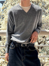 Layered crop v neck knit(4color)