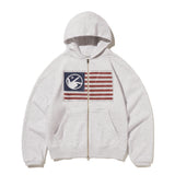 Finger Logo America Crop Hood Zip-Up (Light Gray)