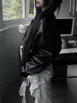 vintage old leather jacket (2color)