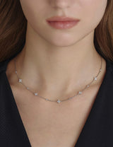 25FW★ Essence Silver (W) Moissanite Flower Station Necklace S