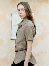 CLASSIC CHECK HALF SHIRT BROWN