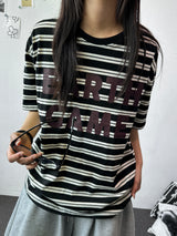ユニバース クリーミー ストライプ オーバーサイズ Tシャツ 3カラー