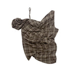 ONE-SHOULDER SHIRRING BLOUSE_CHECK BROWN