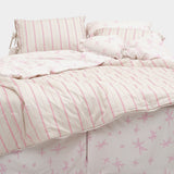 Starry Pink Stripe Duvet Cover - Q size