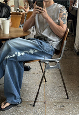 [Unisex] Real stitch semi wide denim pants