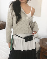 Koorin Frill Shirring Layered Slit Sleeveless Dress