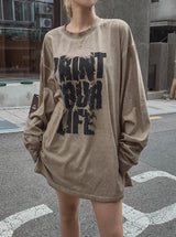 レフトプリントオーバーサイズフィット長袖Tシャツ