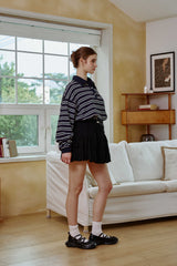 ARETE STRIPE OVERFIT COLLAR T-SHIRT / NAVY