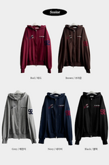 Moco Number Patch Embroidery Overfit Two Way Hooded Zip-Up