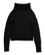 High Neck Side Button Cardigan_Black