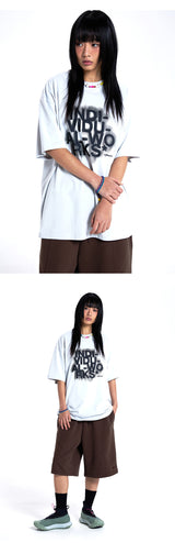 Blur Effect Round T-Shirt-Grey