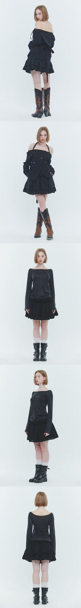 ARIEL TIERED SKIRT black