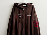Moco Number Patch Embroidery Overfit Two Way Hooded Zip-Up