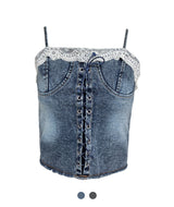 Vicky Denim Eyelet Top