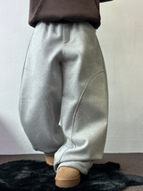 FLEECE-PICKABLE❤HARDY CIRCLE LINE BALLOON LONG SWEAT PANTS🤎🩶🖤3COLOR