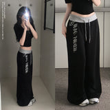 Senit Color Block Rhinestone Wide Training Pants