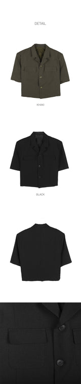 [S/S] 2ポケットハーフクロップジャケット(2color)