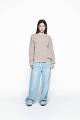 25SS DESTROYED DENIM BANDING PANTS LIGHT BLUE