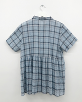 Weds check short-sleeve blouse (2color)