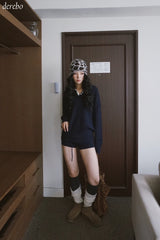 Twisted collar knit pants two-piece set
