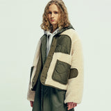 リバーシブル キルト&フリースライナージャケット olive khaki