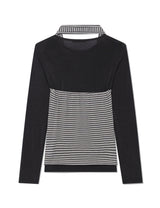 ストライプホルターネックレイヤードTシャツ(グレー)