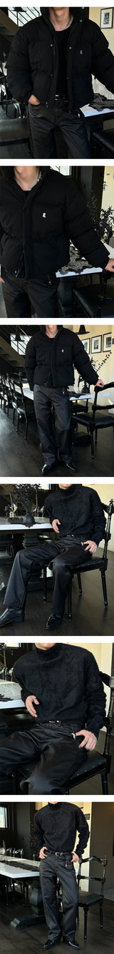 [Unisex] Coating leather wide pants