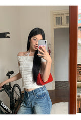 Star frill lace off-shoulder tee