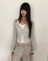 アロム レース リブ ノースリーブトップ