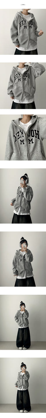 Eaton high-quality patch embroidered solid hooded zip-up