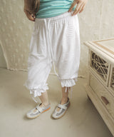 BUBBLE FRILL CAPRI PANTS