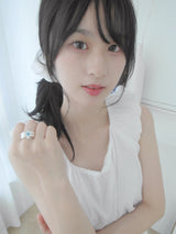 Flower Blue Silver Ring 