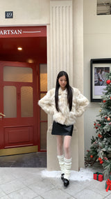 Ivory Fox High-Sleeved Collar Jacket