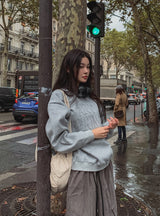 Art wool patch sweatshirt