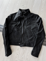 Crop Neck Leather Jacket