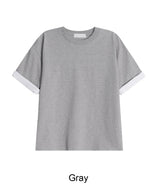 エドハイデンシティロールアップカラーマッチング半袖Tシャツ
