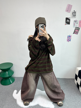 ショルダースナップウォーマーポイントストリッピードニット🤎🖤🧸 - 2カラーズ
