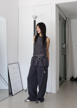 PEARL MESH SHIRRING TOP