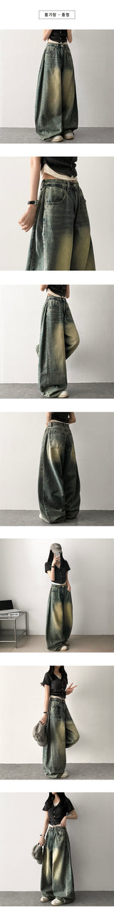 Rmin Side Pintuck Summer Long Pants Denim Wide Pants [Choose short and long]