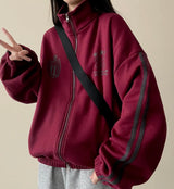 Dove Line Belt Track Two Way High Neck Zip-Up [Fleece]