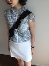 Plaid chiffon シャーリングジップアップ (2color)