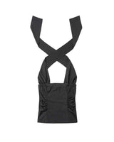 Wide Tie Stripe Halter Top _ GREY
