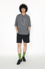 Lace stripe polo short-sleeved T-shirt